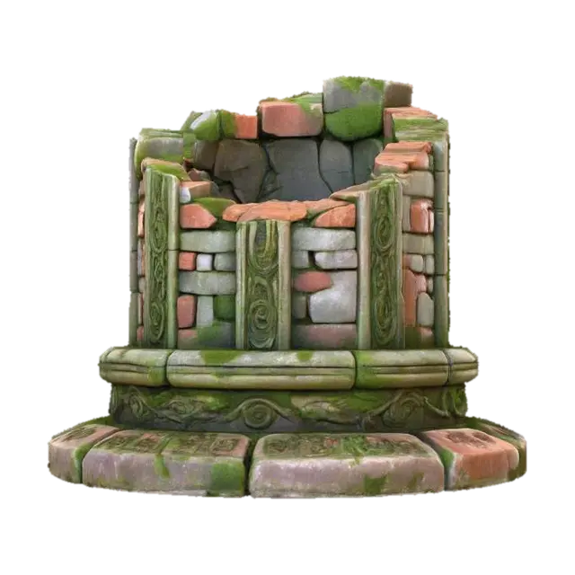 3D model for a stylized stump of a stone column  base in a fantasy dnd style highly detailed brick and stone  