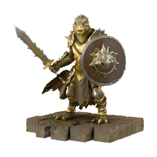 3D model for Dinasor warrior in dungeon and dragon style artistry