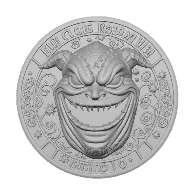 3D model for #Halloween2025#, A coin with ogie boogie from the nightmare before Christmas for the face