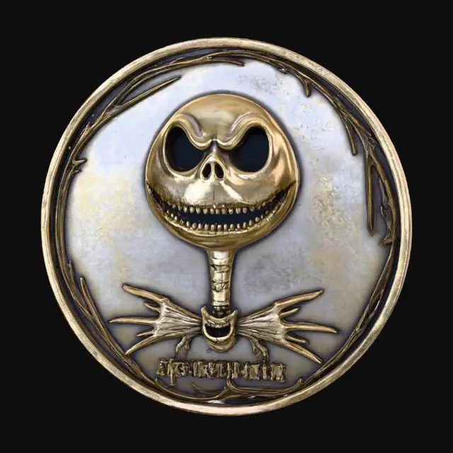 3D model for A coin with a jack skellington the pumpkin king for the face , #Halloween2025#