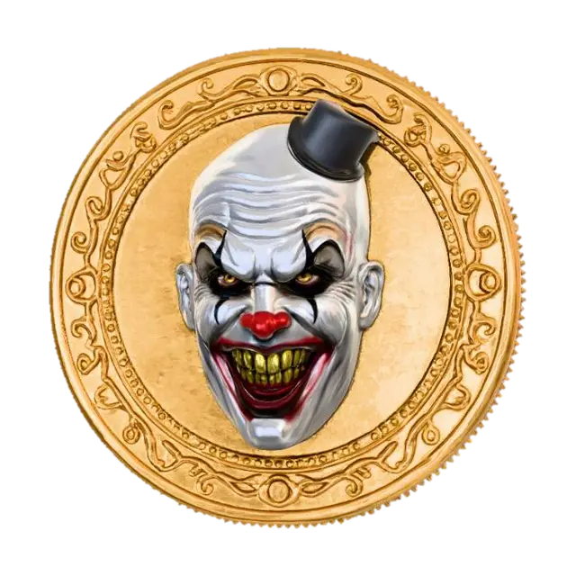 #Halloween2025#, A coin with art the clown face on it - Currency 3D model, vytvořený pomocí AI
