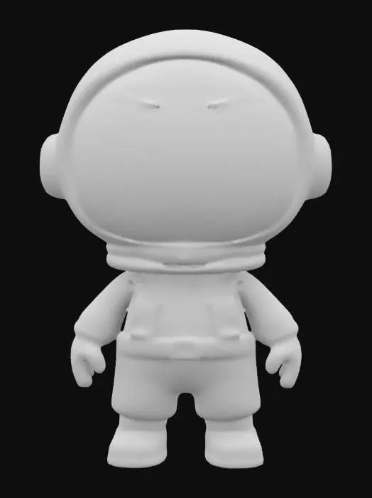 3D model for Generate a cute astronaut in the style of South Park, standing on a simple cartoon planet surface. Use low-poly 3D shapes with smooth edges, bright colors, and minimal details. The astronaut’s suit should be sleek and colorful, maintaining a playful, cartoon-like appearance. Ensure the character exudes a charming, fun vibe.