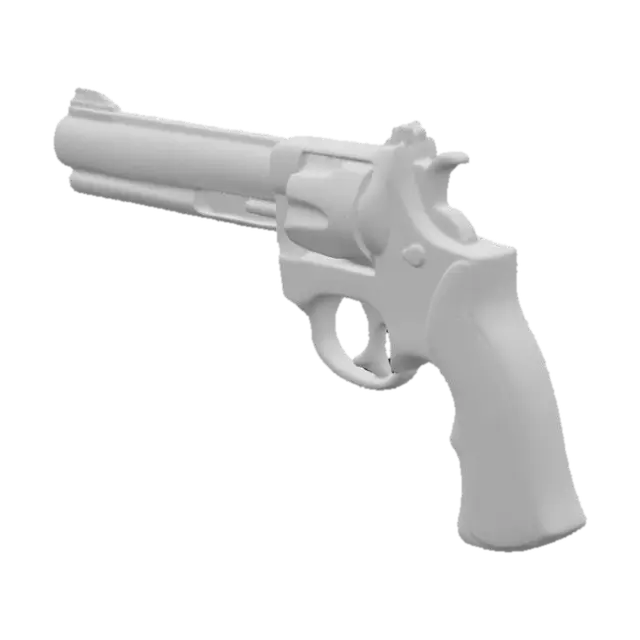 3D model for 1 aged revolver pistol with a rusty barrel. The magazine should be damaged.

