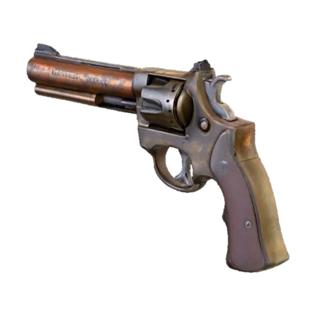 3D model for 1 aged revolver pistol with a rusty barrel. The magazine should be damaged.
