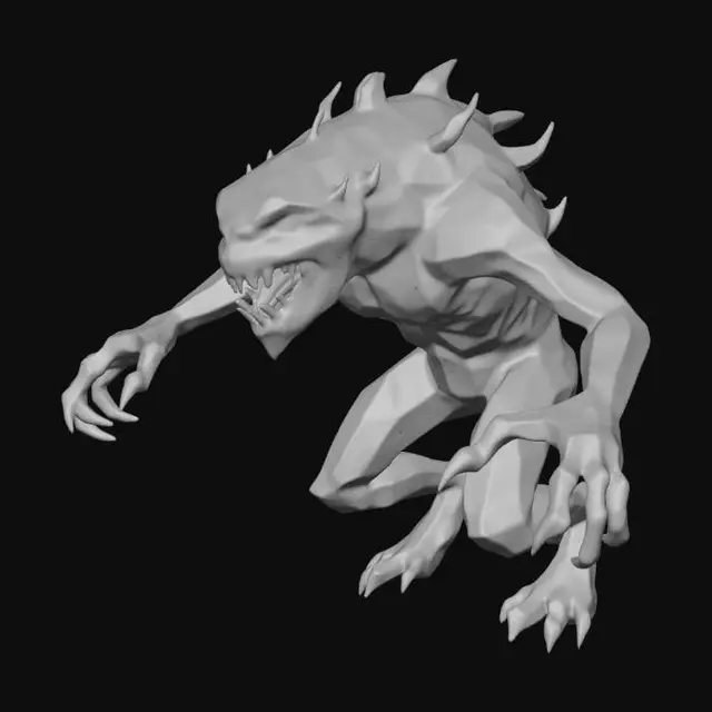 3D model for make a scary mutant monster entity mid low poly