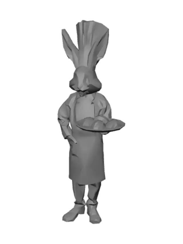 3D model for male anthro bunny cook holding a baking tray