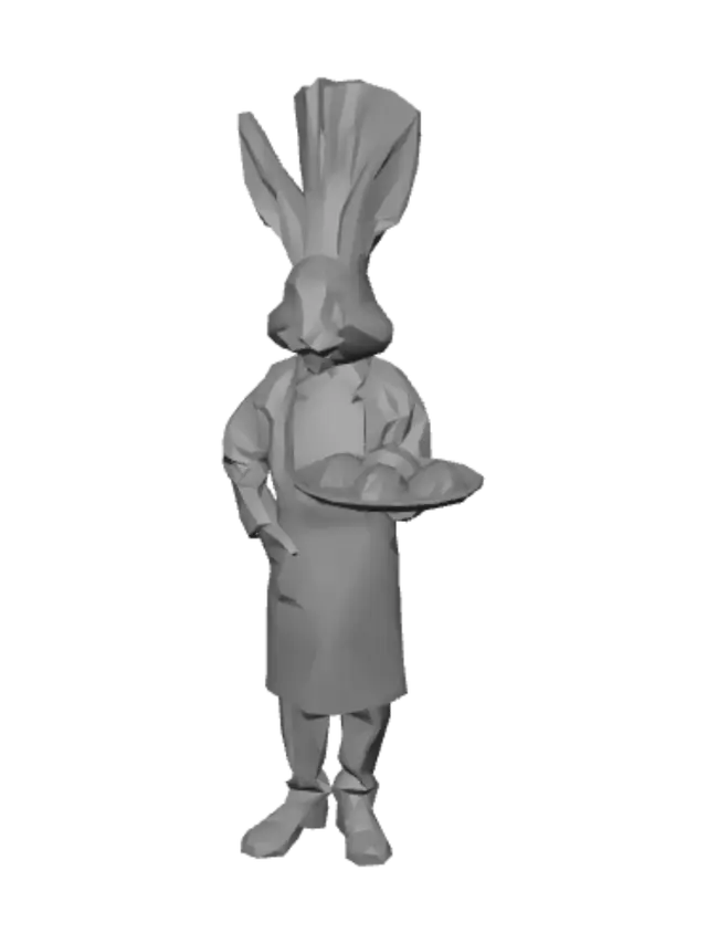 3D model for male anthro bunny cook holding a baking tray