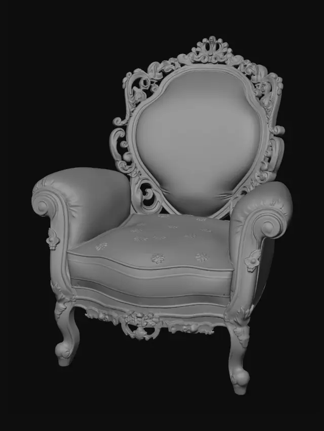 3D model for Ornate Green Velvet Armchair