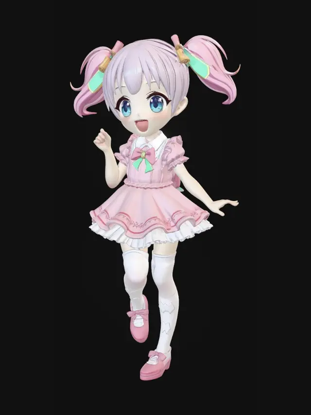 3D model for sevimli kız anime karakter
