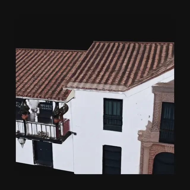 3D model for Colonial White House with Flowered Balcony