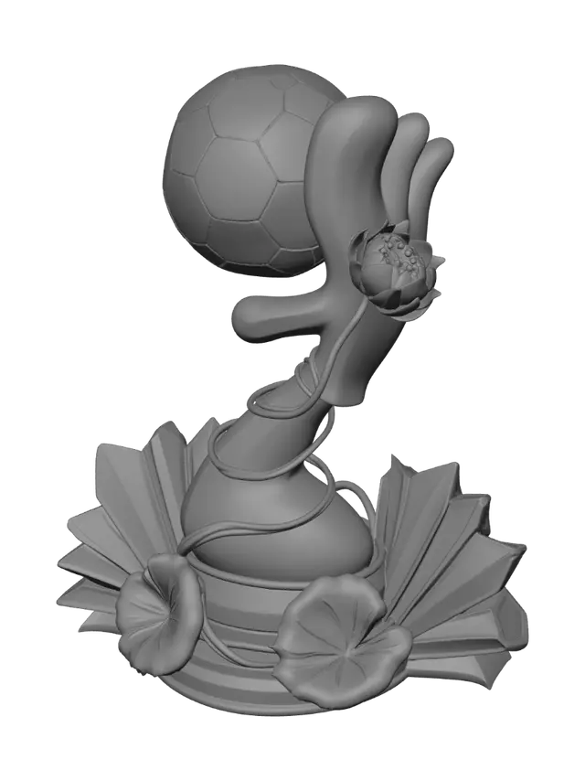 3D model for Soccer Ball Trophy with Ribbon