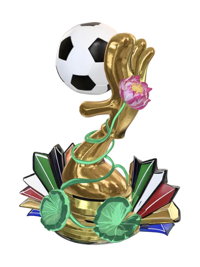 3D model for Soccer Ball Trophy with Ribbon