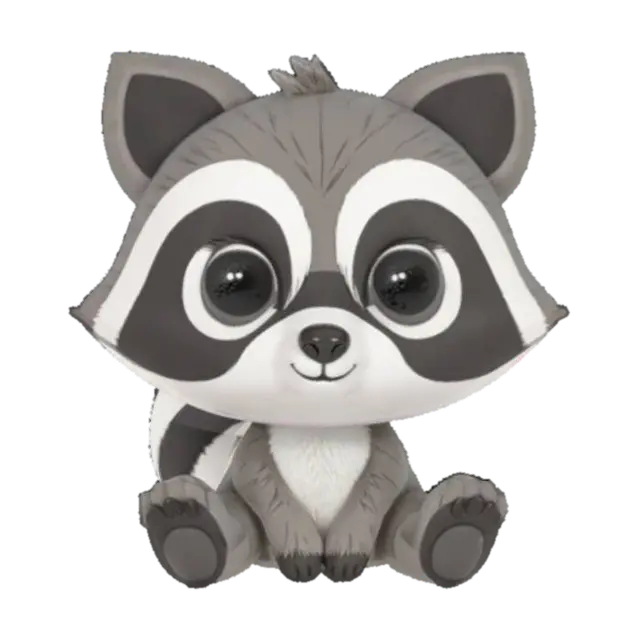 Raccoon 3D model, vytvořený pomocí AI
