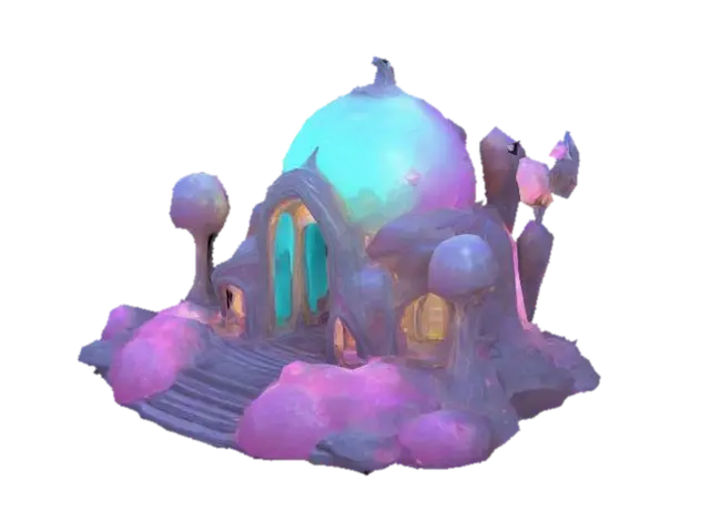 Low-poly whimsical hub structure & floating cosmic theme & smooth organic shapes &… 3D model, vytvořený pomocí AI