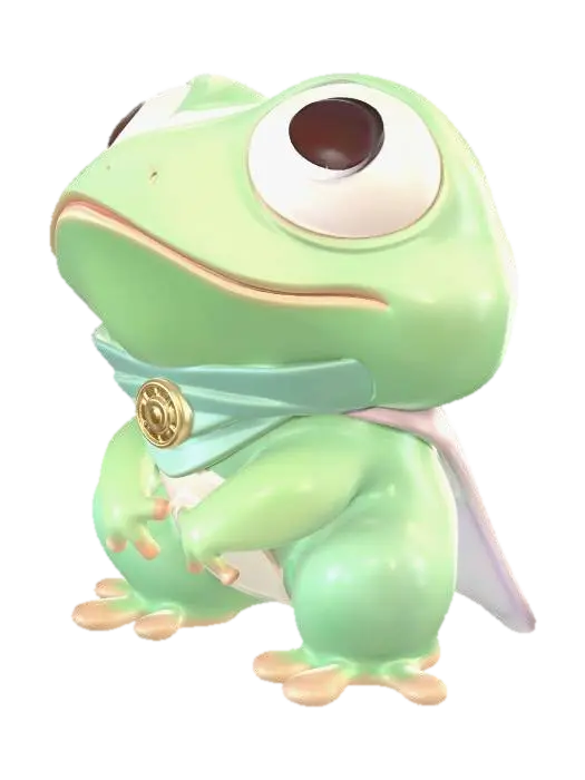 Caped Frogs Trio 3D model, vytvořený pomocí AI