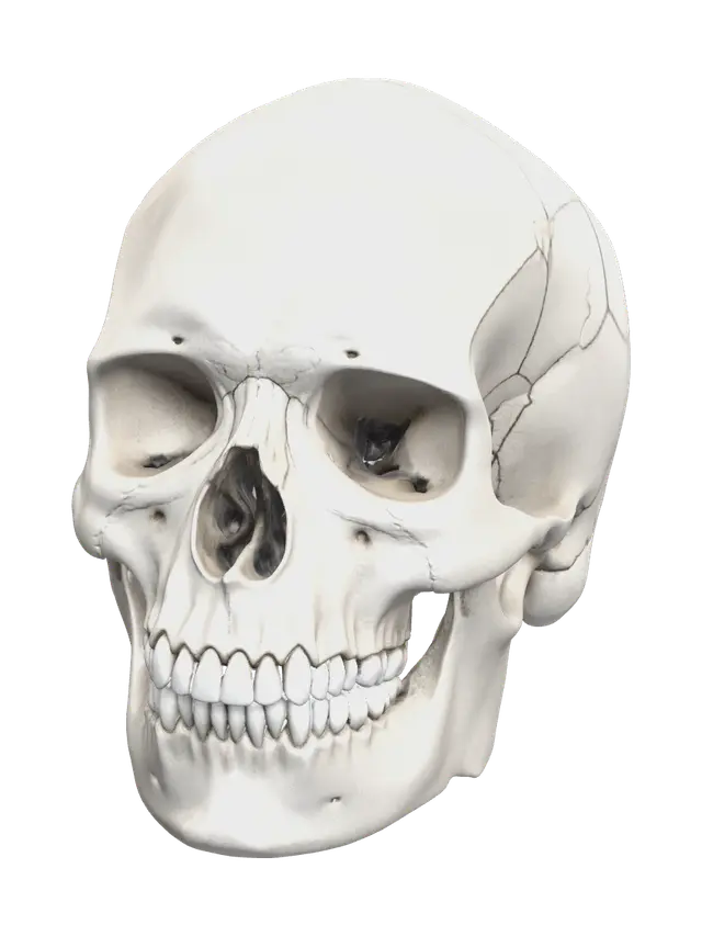 Modern Human Skull Anatomy 3D model, vytvořený pomocí AI