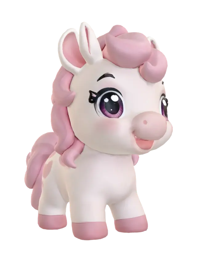 Pink Heart Pony 3D model, vytvořený pomocí AI