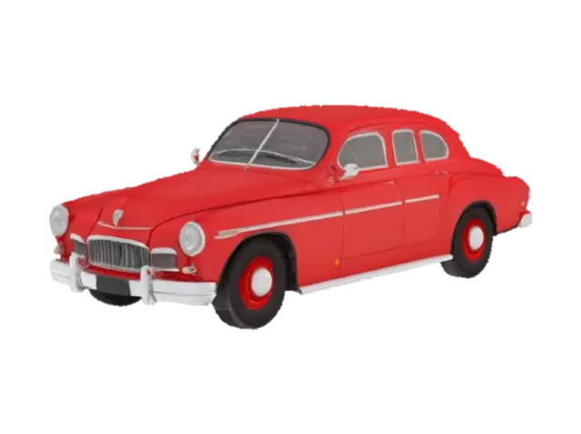 Vintage Red FSO Warszawa - Poland 3D model, vytvořený pomocí AI