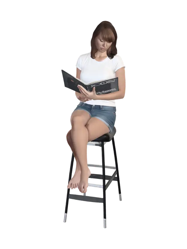 Barefoot on a Bar Stool 3D model, vytvořený pomocí AI