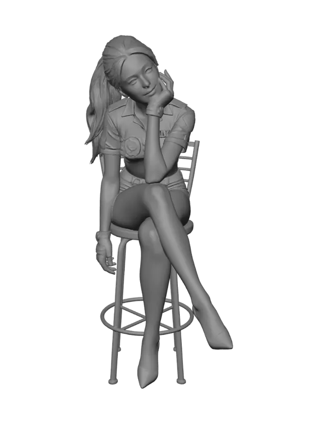 3D model for Thoughtful Officer