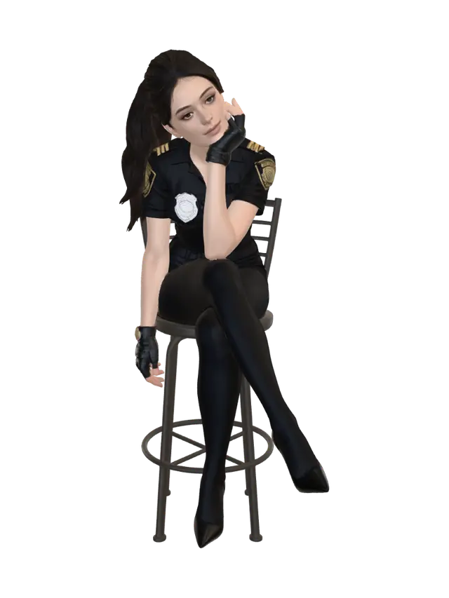 3D model for Thoughtful Officer