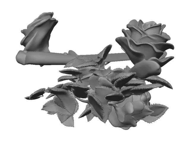 3D model for One colored model of a knife thats stabbed in a bush of roses