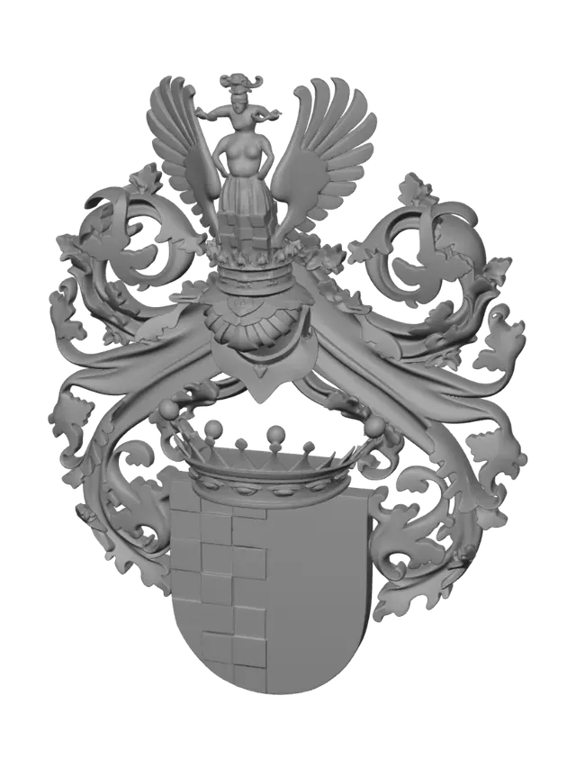 3D model for Coat of arms with a black-and-gold checkered shield