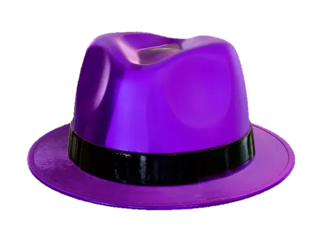 Create a stylish purple fedora hat inspired by Roblox accessories. The hat should have… - Felt 3D model, vytvořený pomocí AI