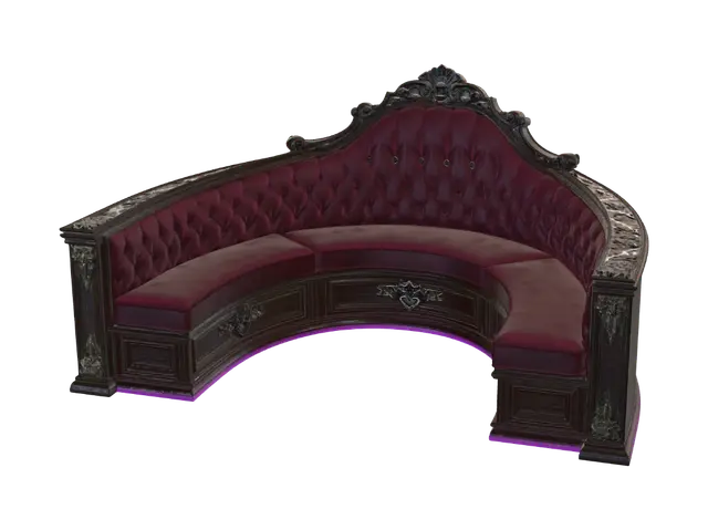 3D model for Ornate Crimson Velvet Curved Banquette