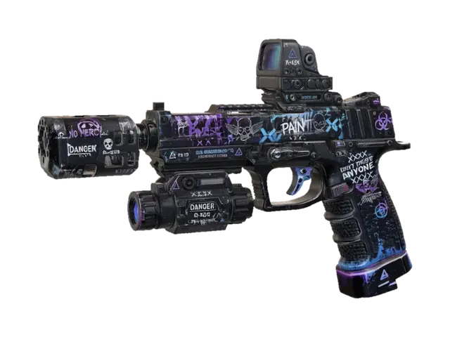 Neon Graffiti Assault Rifle 3D model, vytvořený pomocí AI