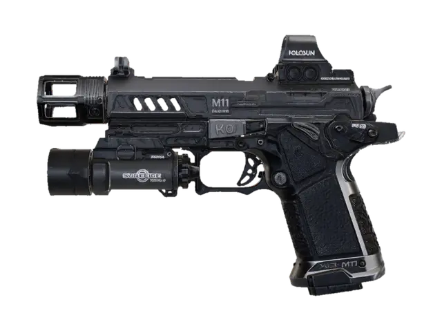 M11 PDW with Holosun sight and SureFire X200U light - Firearm 3D model, vytvořený pomocí AI