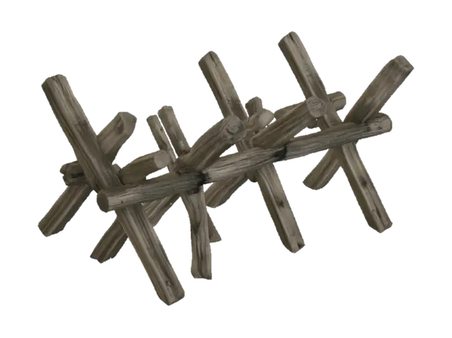 Wooden Stake Barricade - Survival 3D model, vytvořený pomocí AI