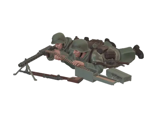 Prone German MG42 Team - Ww2 3D model, vytvořený pomocí AI