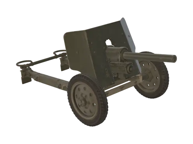 Field Artillery Cannon on a Wheeled Carriage 3D model, vytvořený pomocí AI