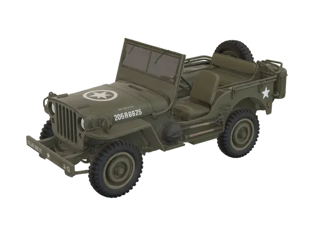 WWII U.S. Army Jeep 3D model, vytvořený pomocí AI