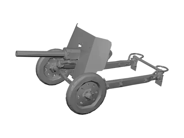 3D model for Field Artillery Cannon on a Wheeled Carriage