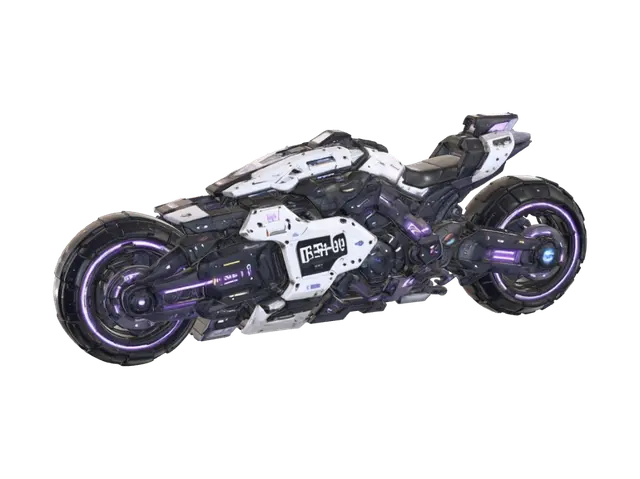 Cyber Bike - Synthwave 3D model, vytvořený pomocí AI