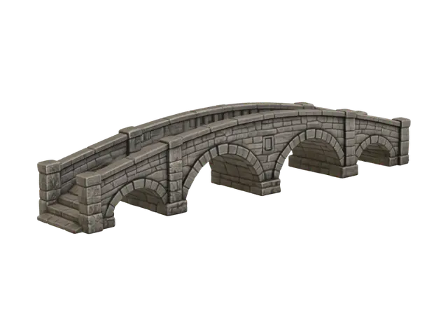 Stone Bridge 3D model, vytvořený pomocí AI