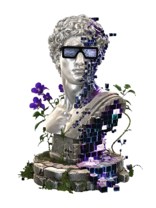 Neo-Classical Glitch model 3D, wygenerowany przez AI