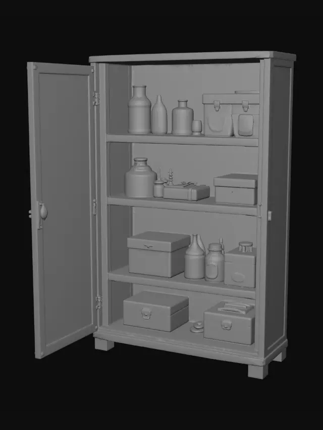 3D model for Antique Medical Cabinet