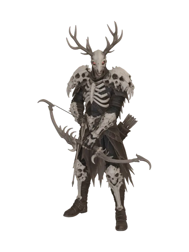 Bonebound Archer 3D model, vytvořený pomocí AI