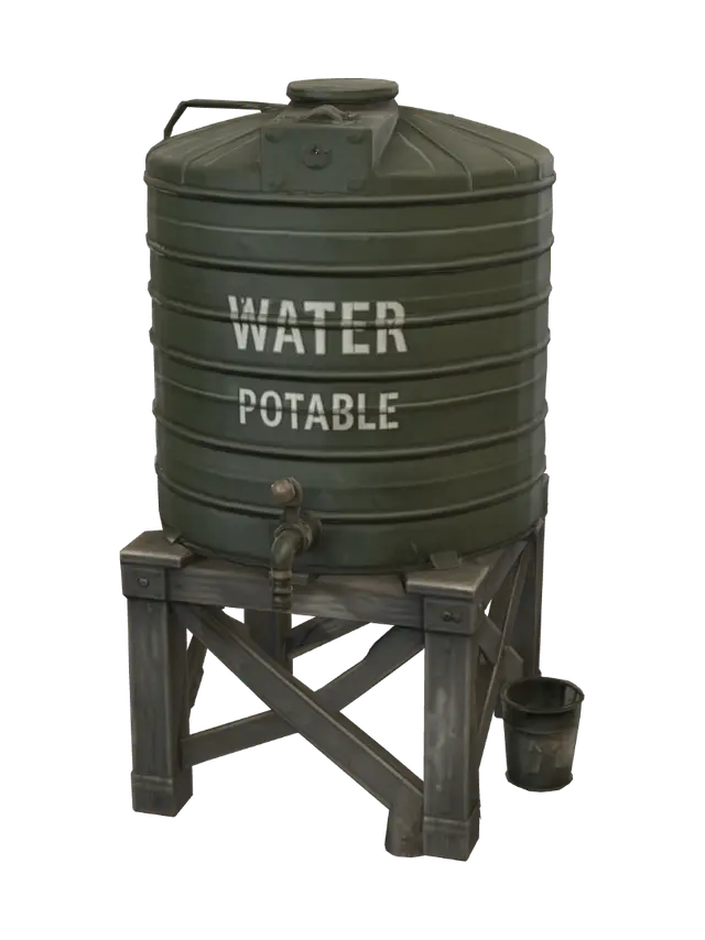 3D model for Vintage Water Tank on a Wooden Stand