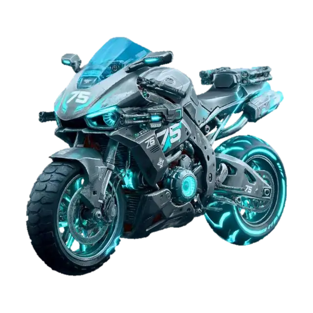 Neon Thunderbike 75 - Motorcycle 3D model, vytvořený pomocí AI