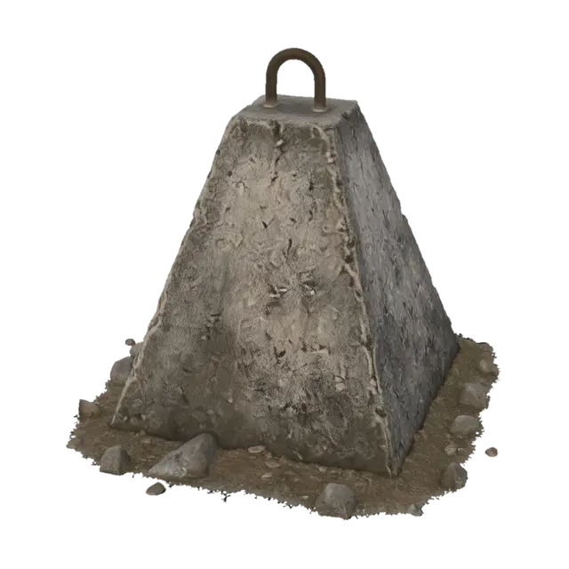 Concrete Dragon's Teeth 3D model, vytvořený pomocí AI