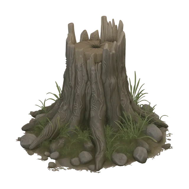 Tree Stump - Trunk 3D model, vytvořený pomocí AI