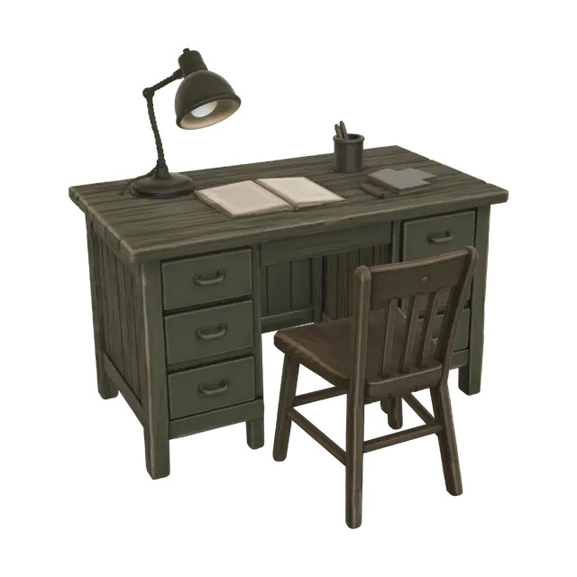 Writing Desk 3D model, vytvořený pomocí AI