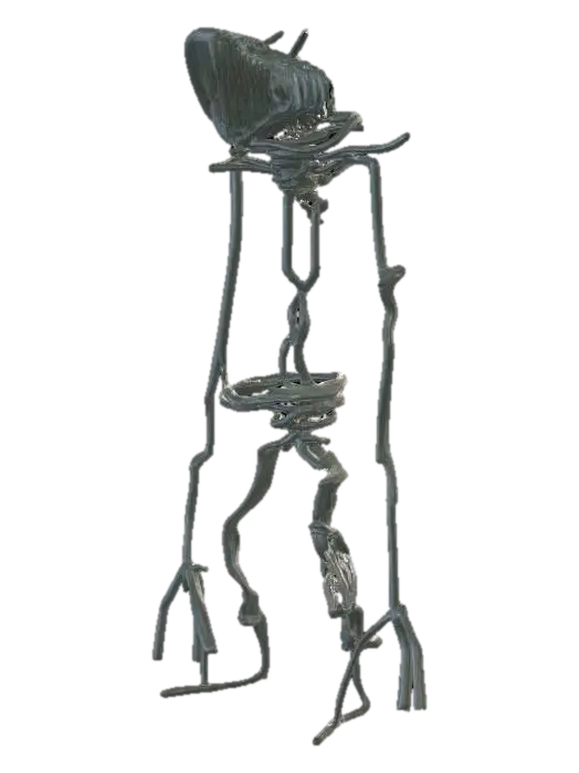 Wireframe Figure in an Empty Hall - Lurker 3D model, vytvořený pomocí AI