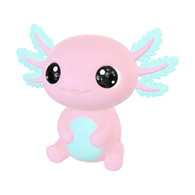 cute axolotl 3D model, vytvořený pomocí AI