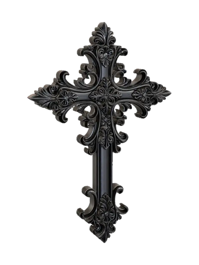 Ornate Gothic Cross 3D model, vytvořený pomocí AI