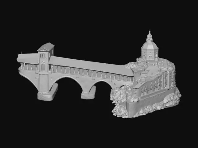 3D model for Sunlit Brick Bridge with Cathedral Dome